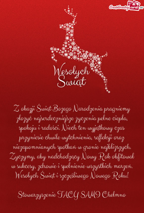 Nianych spotkań w gronie najbliższych. Życzymy, aby nadchodzący Nowy Rok obfitował w sukcesy, z