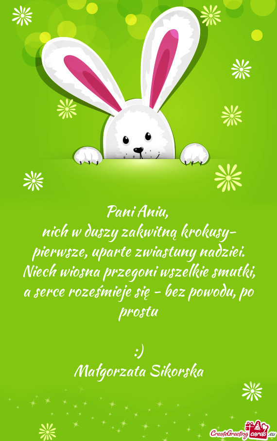 Nich w duszy zakwitną krokusy- pierwsze, uparte zwiastuny nadziei. Niech wiosna przegoni wszelkie s