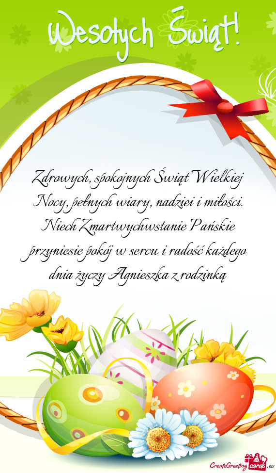 Nie Pańskie przyniesie pokój w sercu i radość każdego dnia Agnieszka z rodzinką