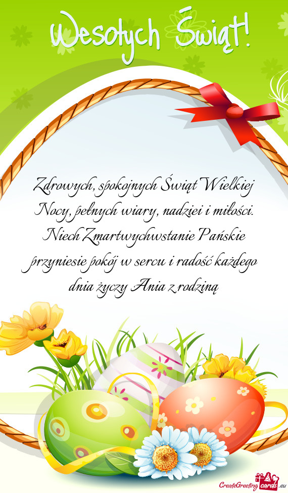 Nie Pańskie przyniesie pokój w sercu i radość każdego dnia Ania z rodziną