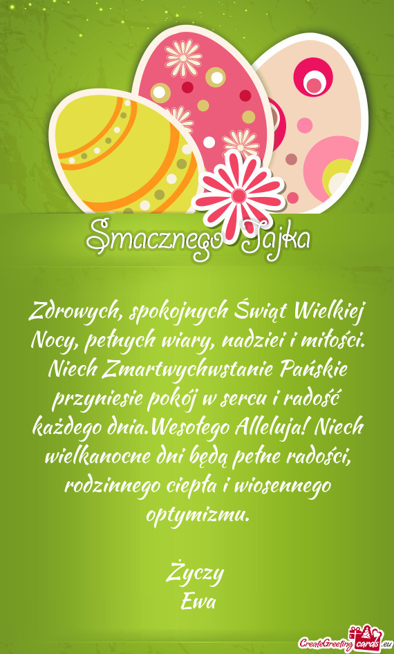 Nie Pańskie przyniesie pokój w sercu i radość każdego dnia.Wesołego Alleluja! Niech wielkanocn