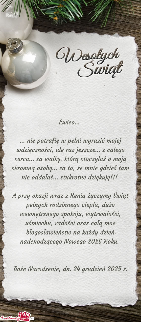 Nie potrafię w pełni wyrazić mojej wdzięczności, ale raz jeszcze... z całego serca... za w
