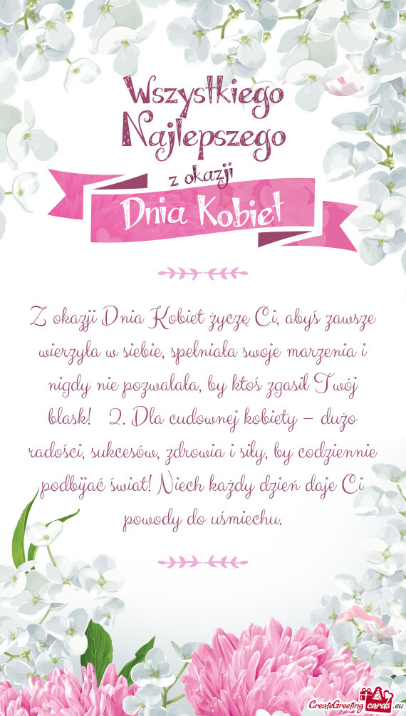 Nie pozwalała, by ktoś zgasił Twój blask! 💖 2. Dla cudownej kobiety – dużo radości, sukc