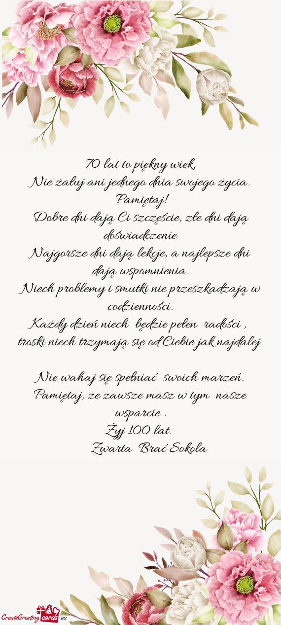 Nie żałuj ani jednego dnia swojego życia