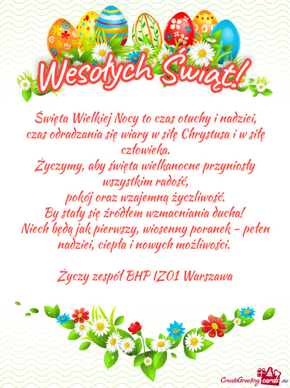 Niech będą jak pierwszy, wiosenny poranek - pełen nadziei, ciepła i nowych możliwości