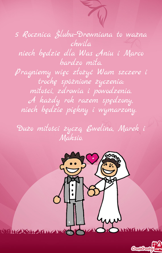 Niech będzie dla Was Aniu i Marco bardzo miła