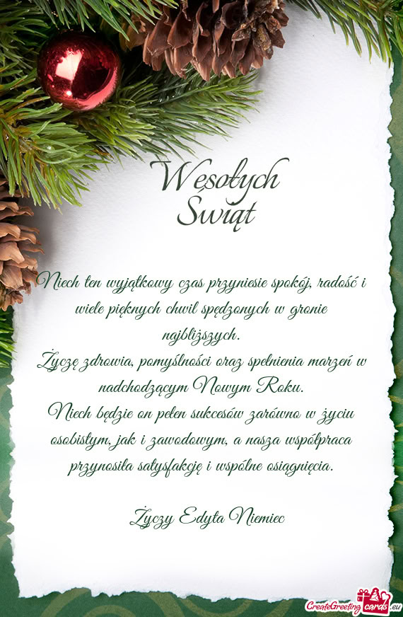 Niech będzie on pełen sukcesów zarówno w życiu osobistym, jak i zawodowym, a nasza współpraca