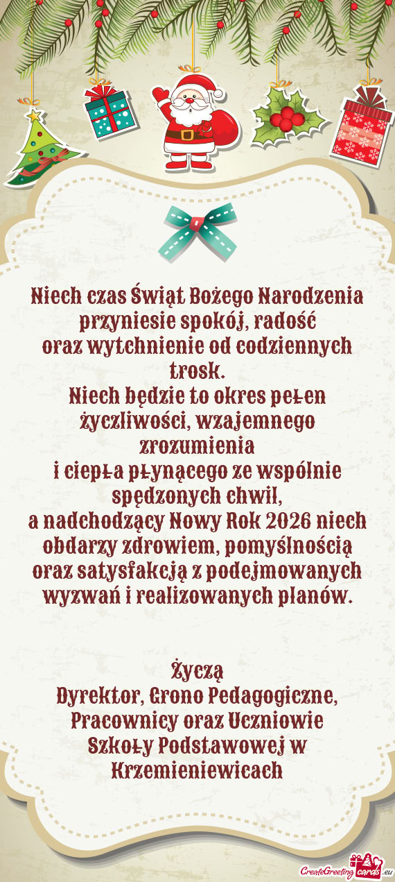 Niech będzie to okres pełen życzliwości, wzajemnego zrozumienia