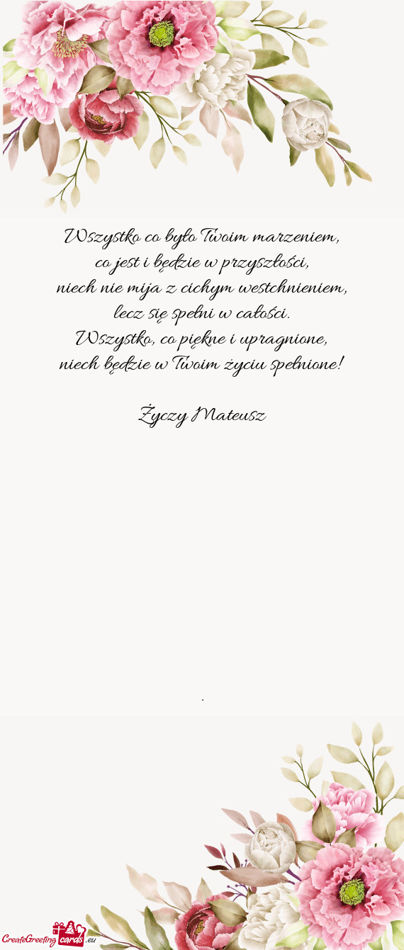 Niech będzie w Twoim życiu spełnione! Mateusz