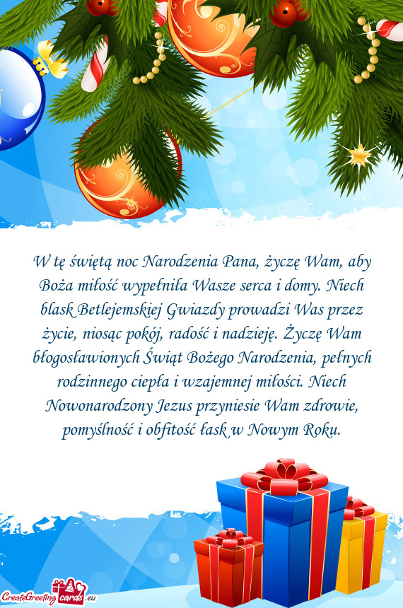 Niech blask Betlejemskiej Gwiazdy prowadzi Was przez życie, niosąc pokój, radość i nadzieję