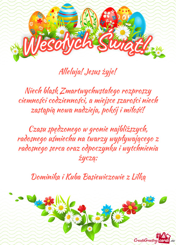 Niech blask Zmartwychwstałego rozproszy ciemności codzienności, a miejsce szarości niech zastąp