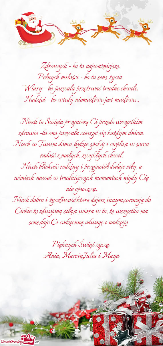 Niech bliskość rodziny i przyjaciół dodaje siły, a uśmiech-nawet w trudniejszych momentach nig