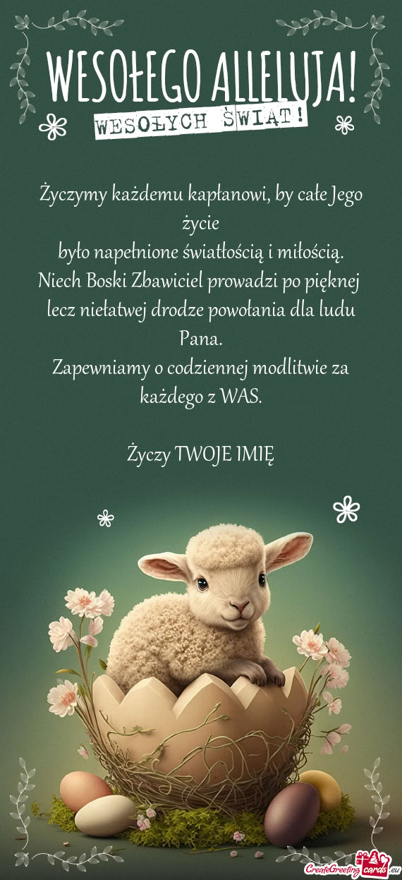 Niech Boski Zbawiciel prowadzi po pięknej lecz niełatwej drodze powołania dla ludu Pana