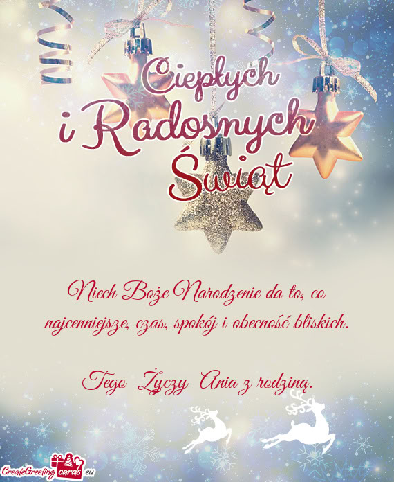 Niech Boże Narodzenie da to, co najcenniejsze, czas, spokój i obecność bliskich