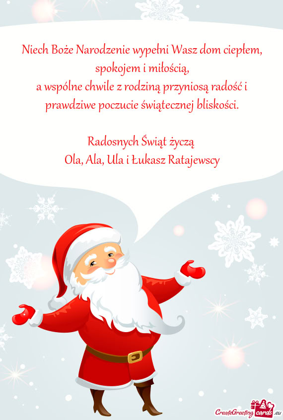 Niech Boże Narodzenie wypełni Wasz dom ciepłem, spokojem i miłością