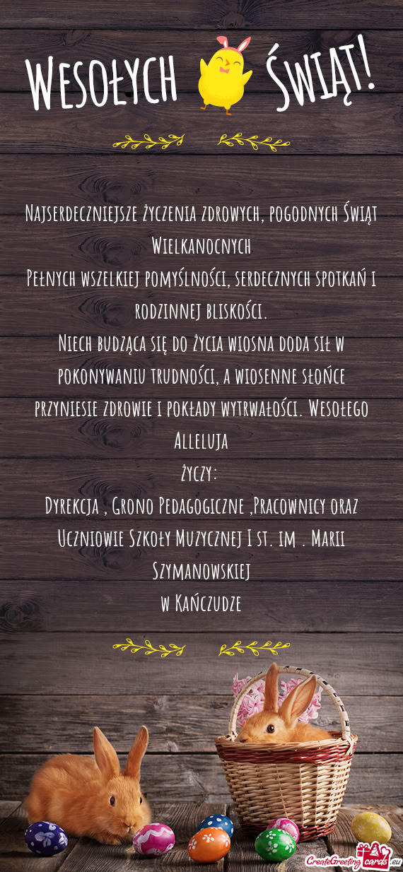 Niech budząca się do życia wiosna doda sił w pokonywaniu trudności, a wiosenne słońce przynie