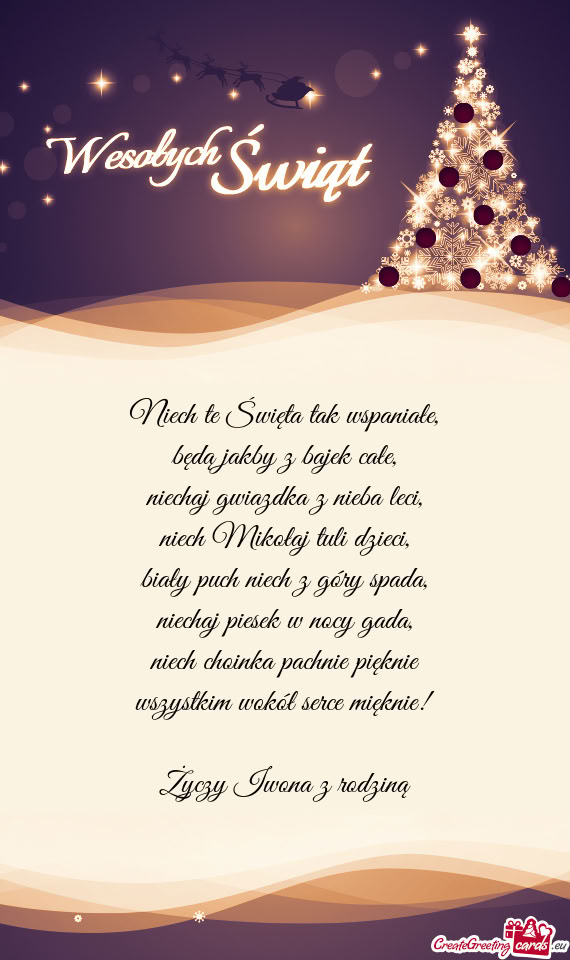 Niech choinka pachnie pięknie wszystkim wokół serce mięknie! Iwona z rodziną