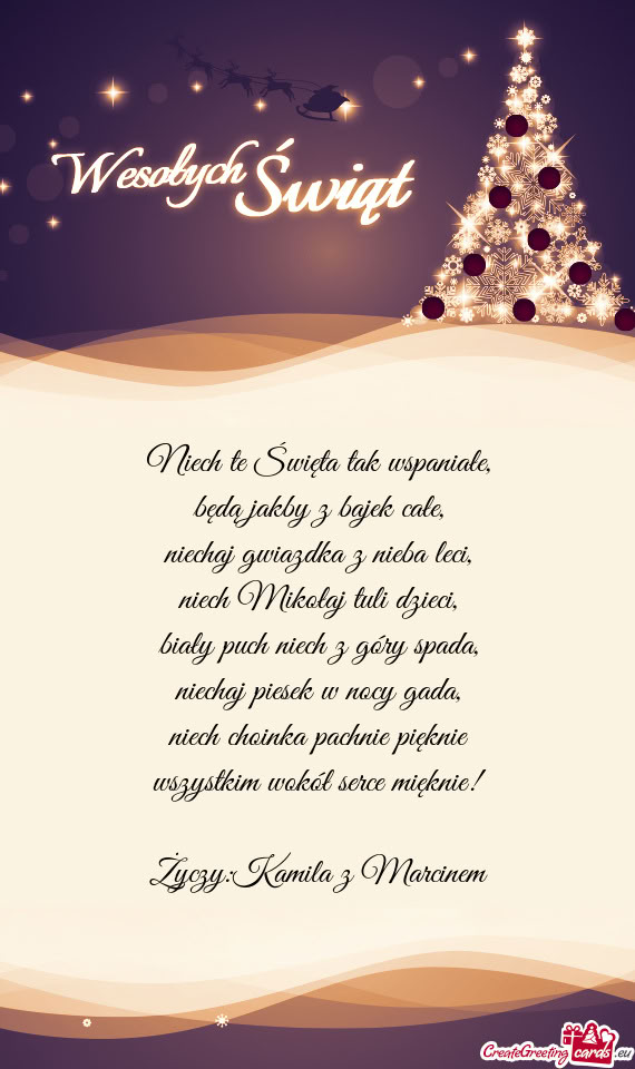 Niech choinka pachnie pięknie wszystkim wokół serce mięknie! Życzy