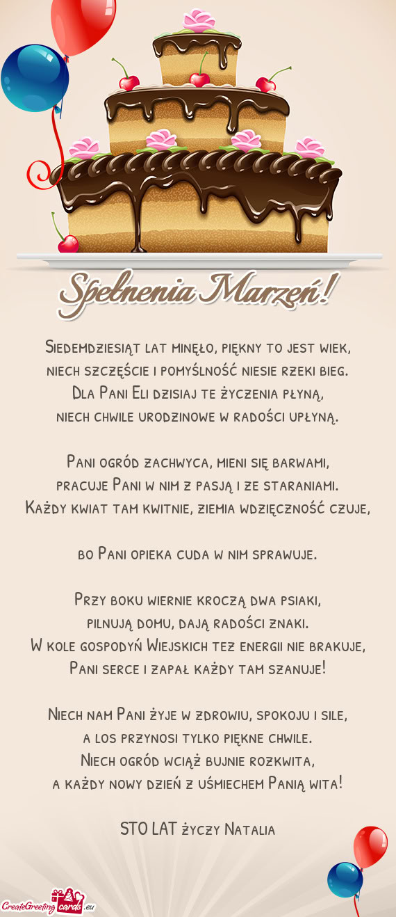 Niech chwile urodzinowe w radości upłyną