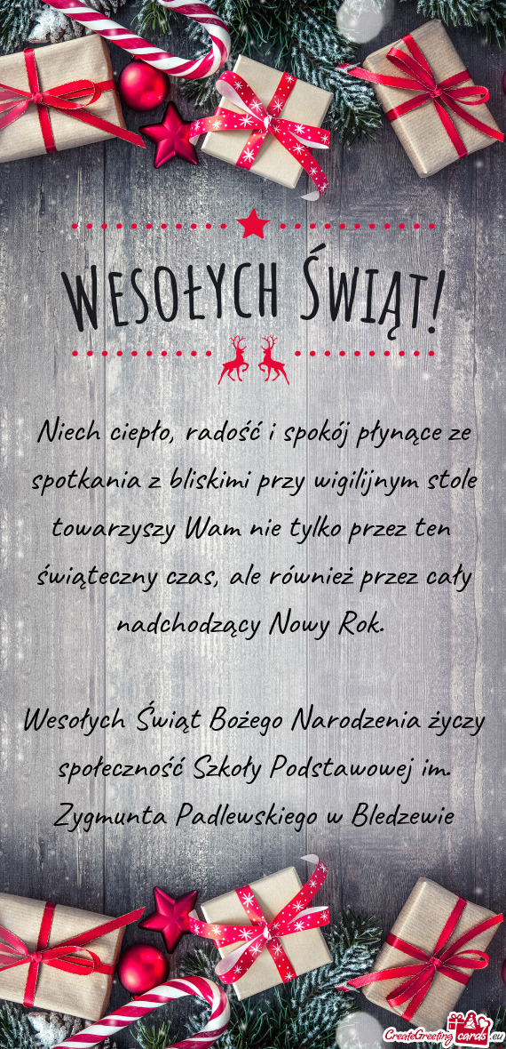 Niech ciepło, radość i spokój płynące ze spotkania z bliskimi przy wigilijnym stole towarzyszy