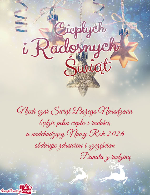 Niech czar Świąt Bożego Narodzenia będzie pełen ciepła i radości