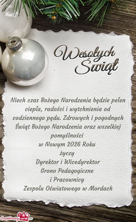 Niech czas Bożego Narodzenia będzie pełen ciepła, radości i wytchnienia