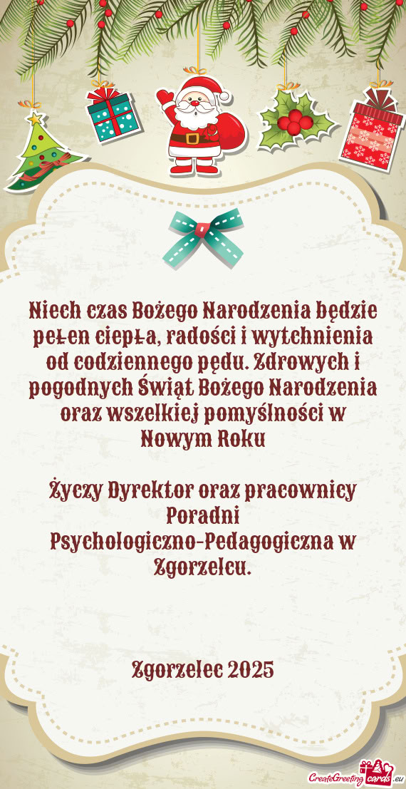 Niech czas Bożego Narodzenia będzie pełen ciepła, radości i wytchnienia
