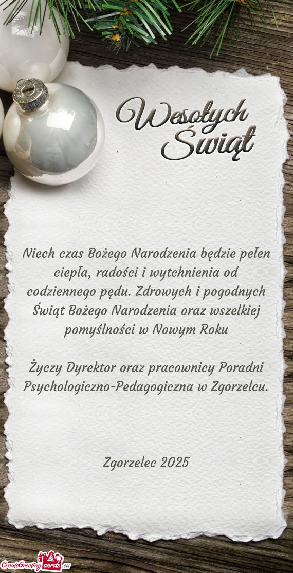 Niech czas Bożego Narodzenia będzie pełen ciepła, radości i wytchnienia