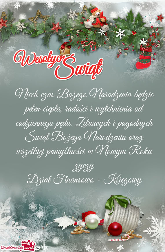 Niech czas Bożego Narodzenia będzie pełen ciepła, radości i wytchnienia