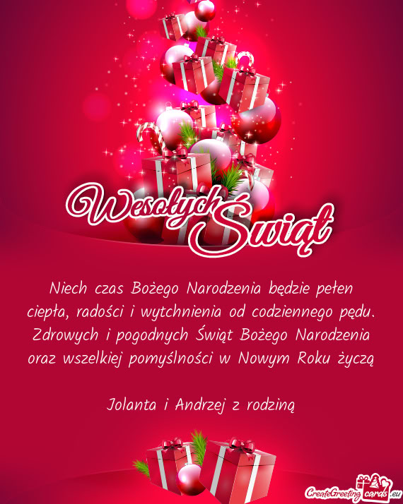 Niech czas Bożego Narodzenia będzie pełen ciepła, radości i wytchnienia