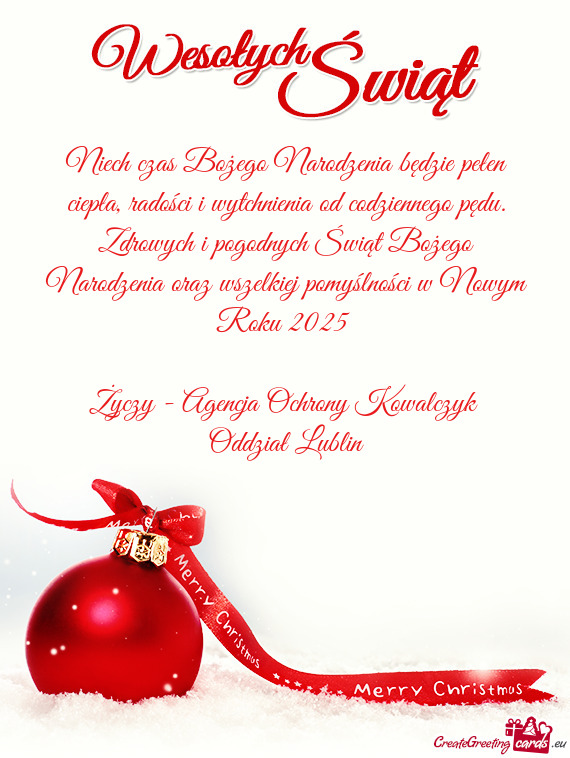 Niech czas Bożego Narodzenia będzie pełen ciepła, radości i wytchnienia