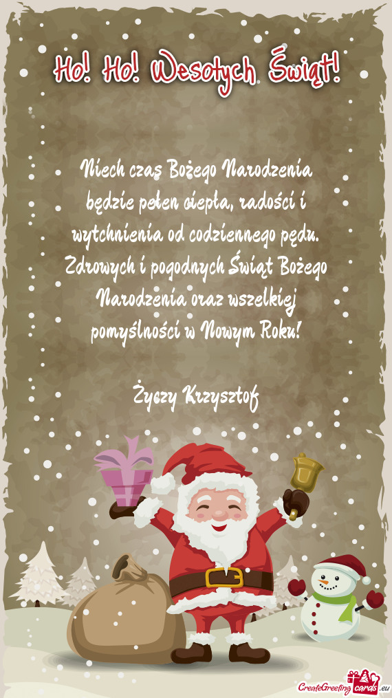 Niech czas Bożego Narodzenia będzie pełen ciepła, radości i wytchnienia