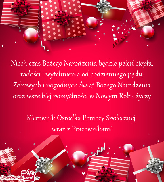 Niech czas Bożego Narodzenia będzie pełen ciepła, radości i wytchnienia