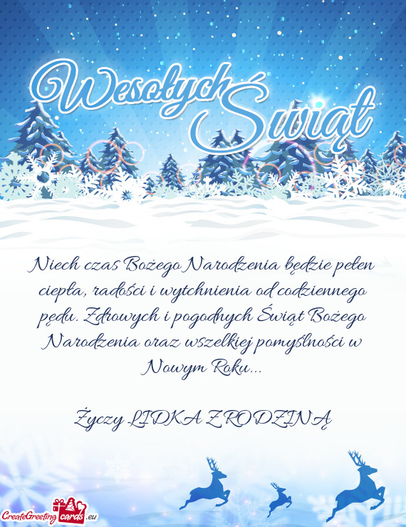 Niech czas Bożego Narodzenia będzie pełen ciepła, radości i wytchnienia