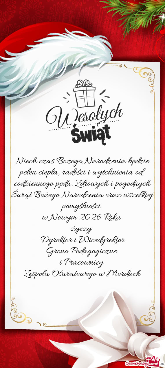 Niech czas Bożego Narodzenia będzie pełen ciepła, radości i wytchnienia