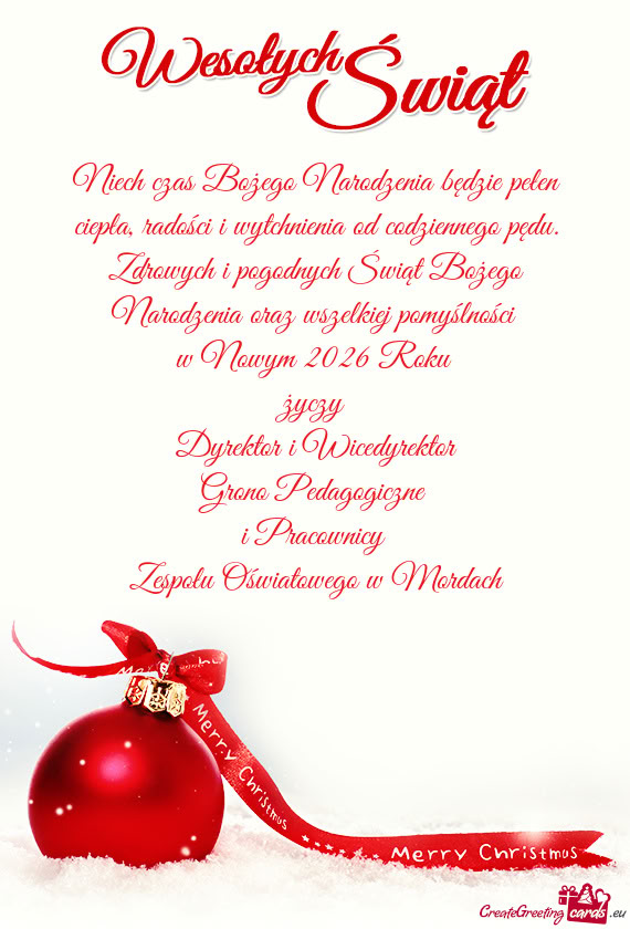 Niech czas Bożego Narodzenia będzie pełen ciepła, radości i wytchnienia