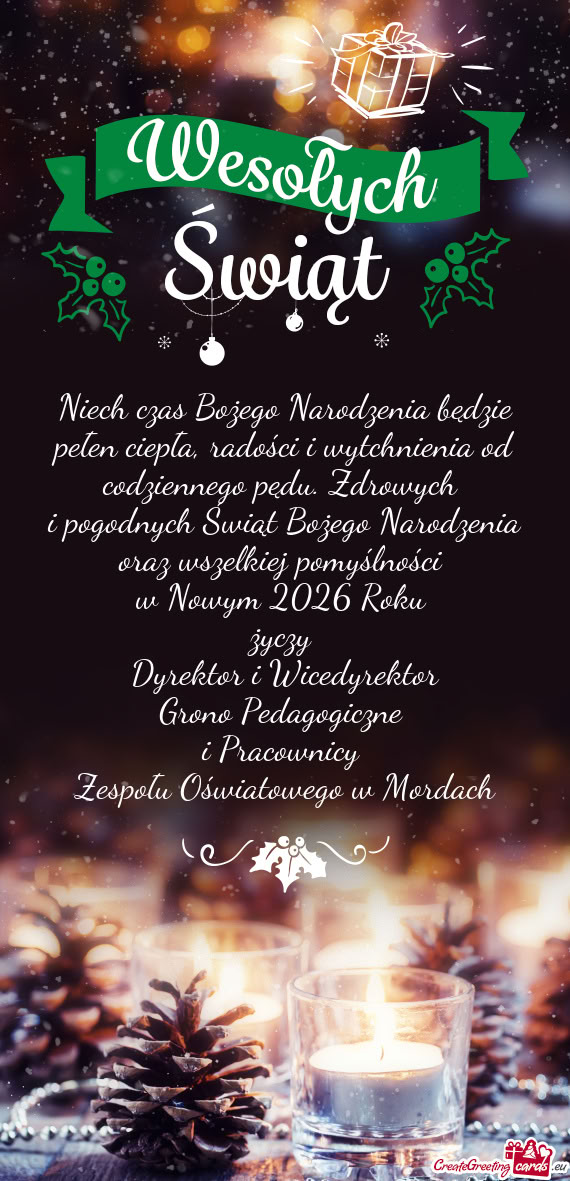 Niech czas Bożego Narodzenia będzie pełen ciepła, radości i wytchnienia