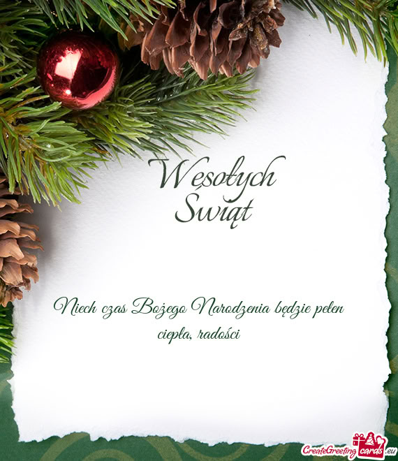 Niech czas Bożego Narodzenia będzie pełen ciepła, radości