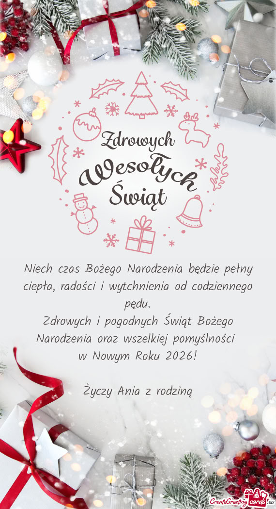 Niech czas Bożego Narodzenia będzie pełny ciepła, radości i wytchnienia