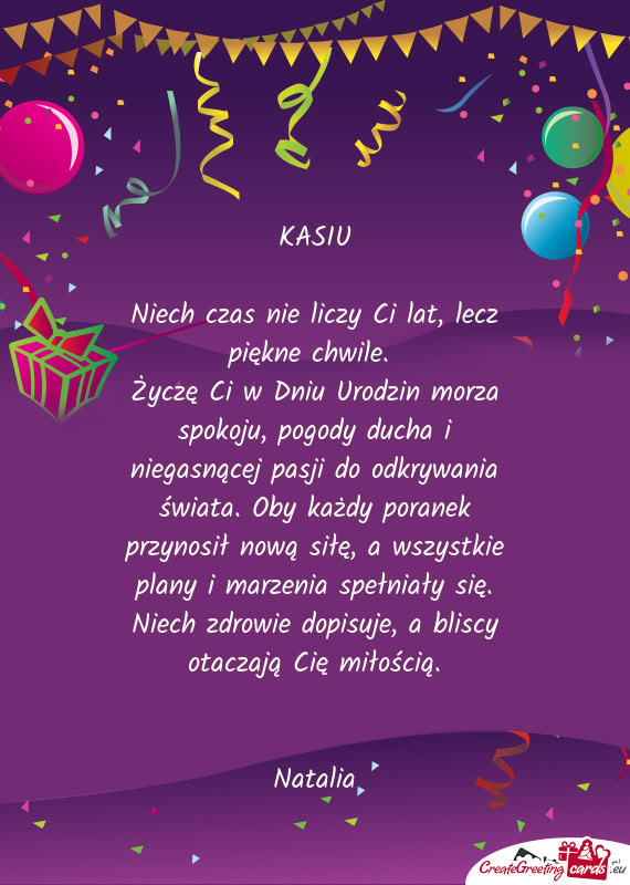 Niech czas nie liczy Ci lat, lecz piękne chwile