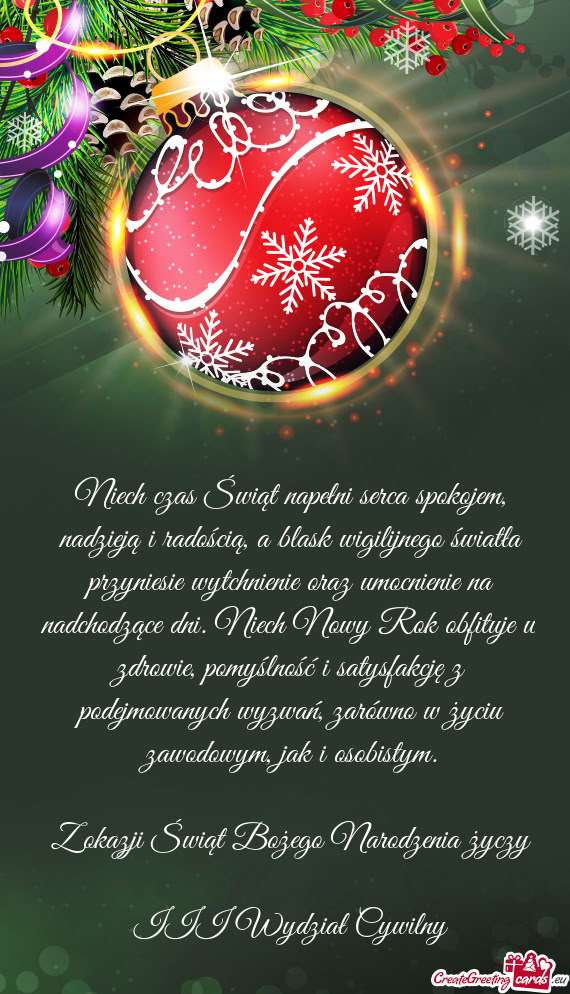 Niech czas Świąt napełni serca spokojem, nadzieją i radością, a blask wigilijnego światła pr