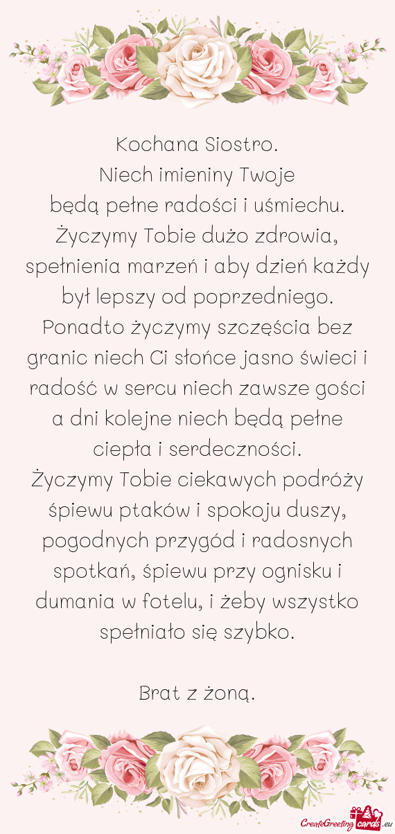 Niech imieniny Twoje