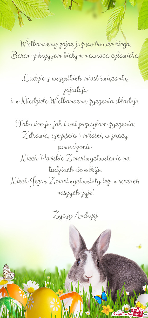 Niech Jezus Zmartwychwstały też w sercach naszych żyje! Andrzej