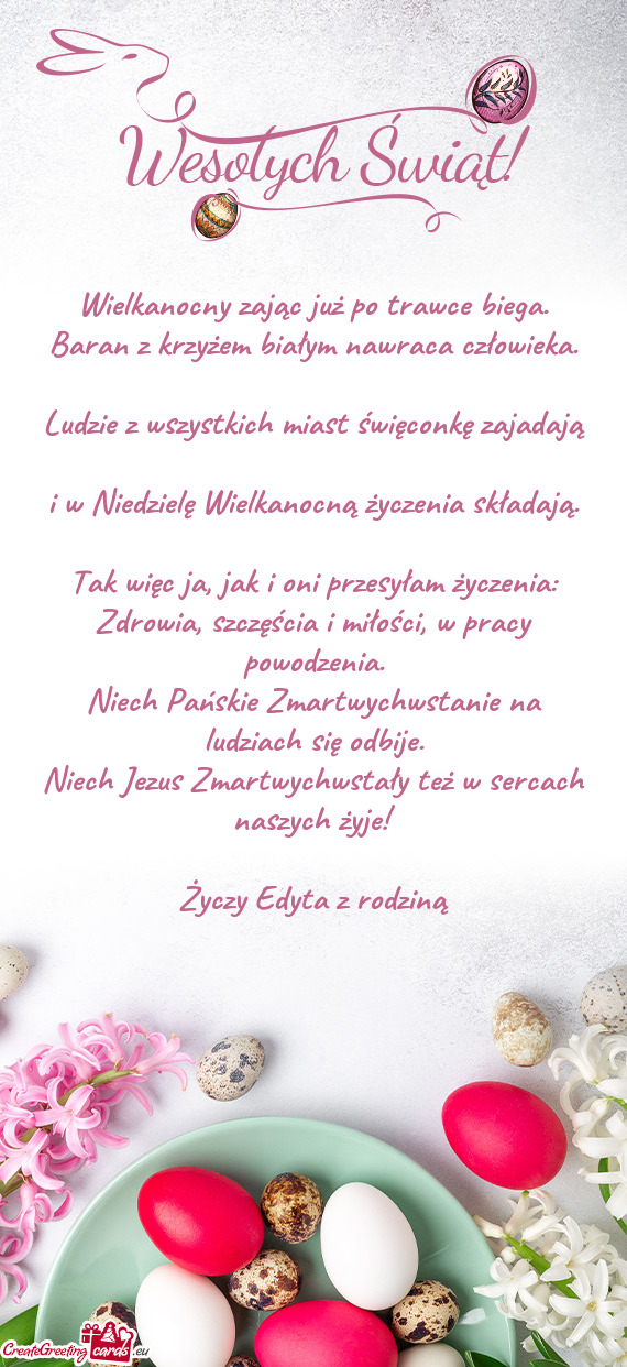 Niech Jezus Zmartwychwstały też w sercach naszych żyje! Edyta z rodziną