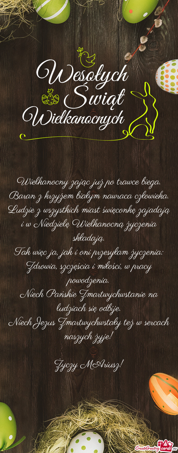 Niech Jezus Zmartwychwstały też w sercach naszych żyje! MAriusz