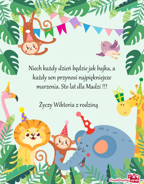 Niech każdy dzień będzie jak bajka, a każdy sen przynosi najpiękniejsze marzenia. Sto lat dla M