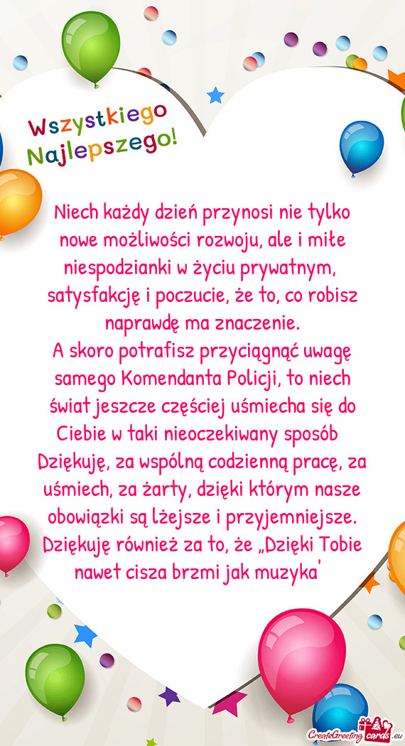 Niech każdy dzień przynosi nie tylko nowe możliwości rozwoju, ale i miłe niespodzianki w życiu