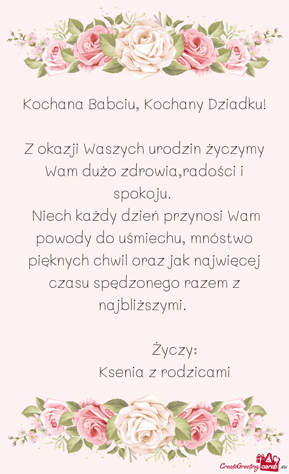 Niech każdy dzień przynosi Wam powody do uśmiechu, mnóstwo pięknych chwil oraz jak najwięcej