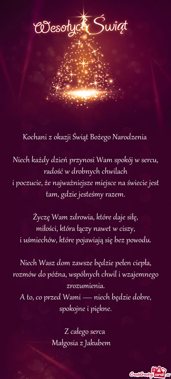 Niech każdy dzień przynosi Wam spokój w sercu, radość w drobnych chwilach