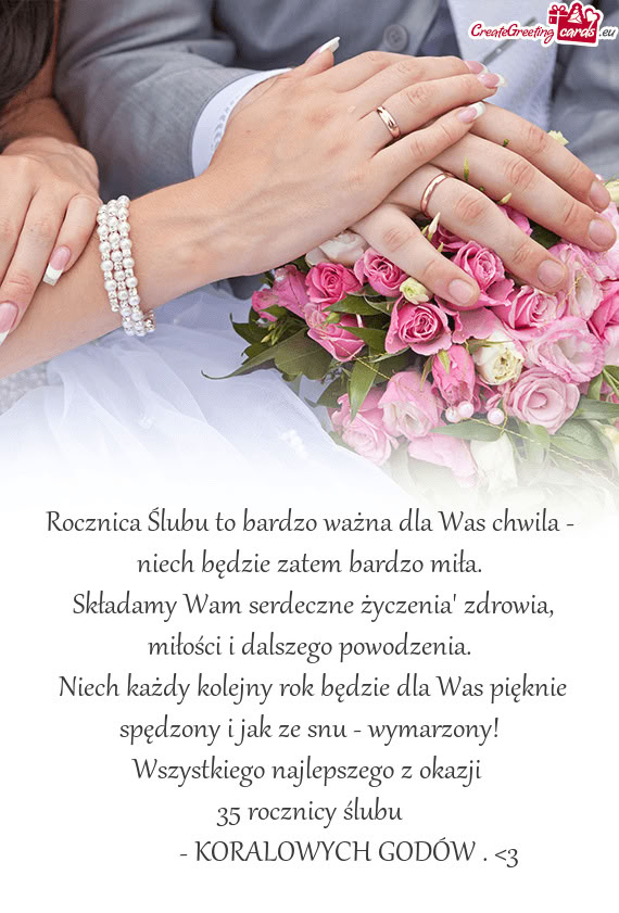 Niech każdy kolejny rok będzie dla Was pięknie spędzony i jak ze snu - wymarzony
